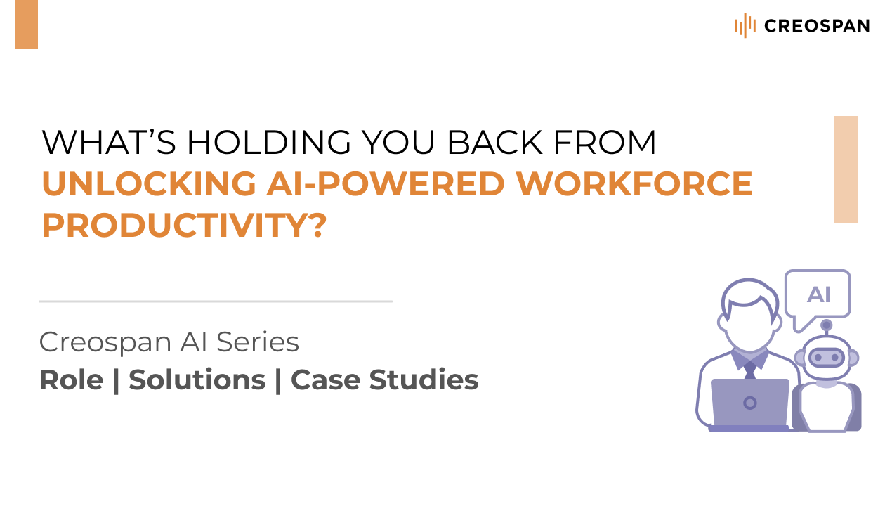 What’s Holding You Back from Unlocking AI-Powered Workforce Productivity Human and AI Robot Working Together In Front of a Laptop